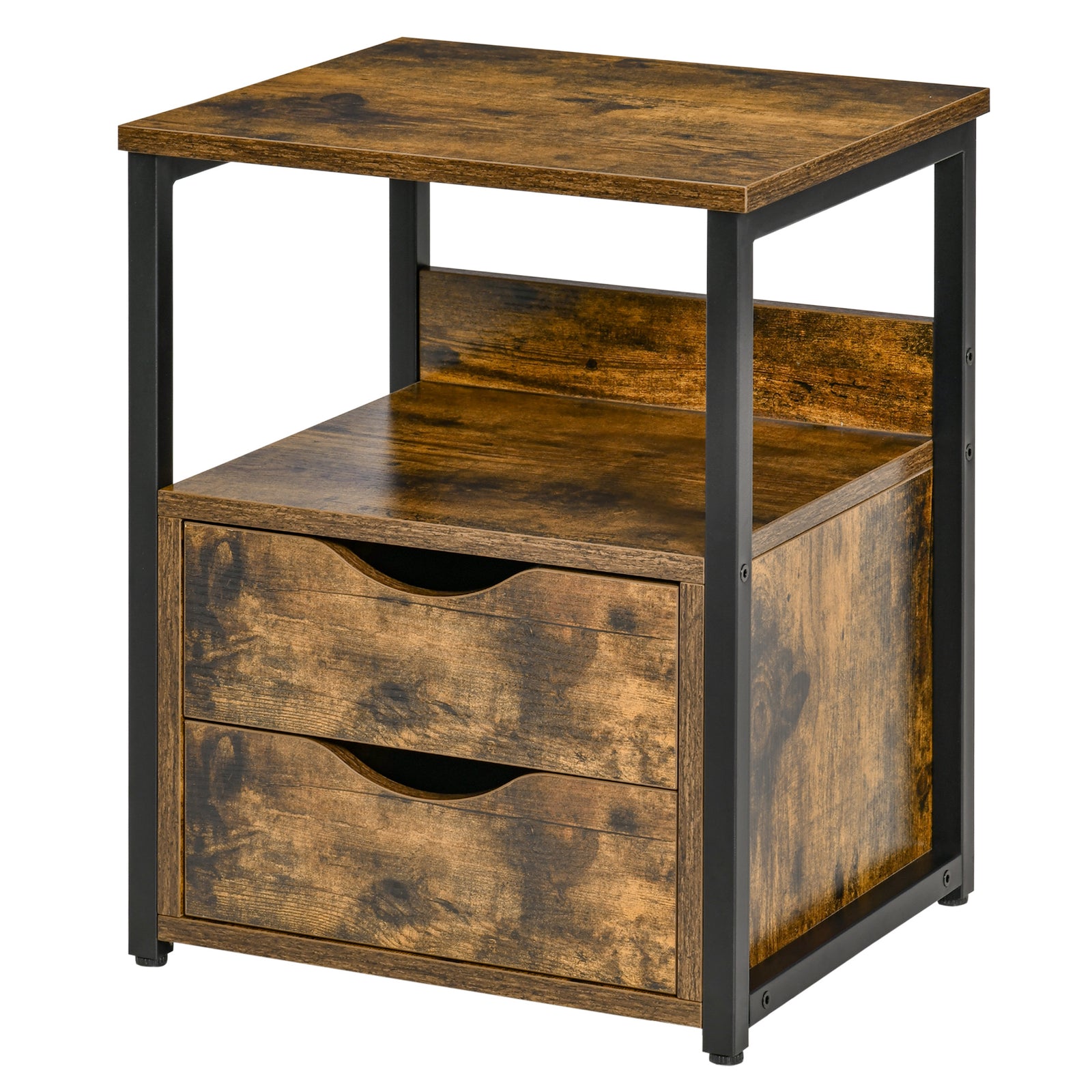 End Table Bedside Desk Slim Storage Cabinet with Shelf | Brown