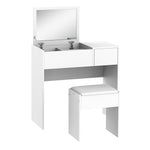 Dressing Table Set Cushioned Stool Flip-up Mirror Drawer | One Size | White