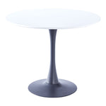 90cm Dia X 75cm Hmodern Round Wooden Table With Metallic Base | 0.9m | White