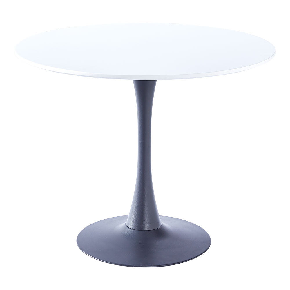 90cm Dia X 75cm Hmodern Round Wooden Table With Metallic Base | 0.9m | White
