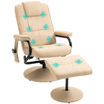 Massage Recliner Chair Cushioned Ottoman 10 Point Vibration | One Size | Beige