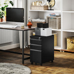 Steel File Cabinet With Lock And Wheels For Home Office | One Size | Black