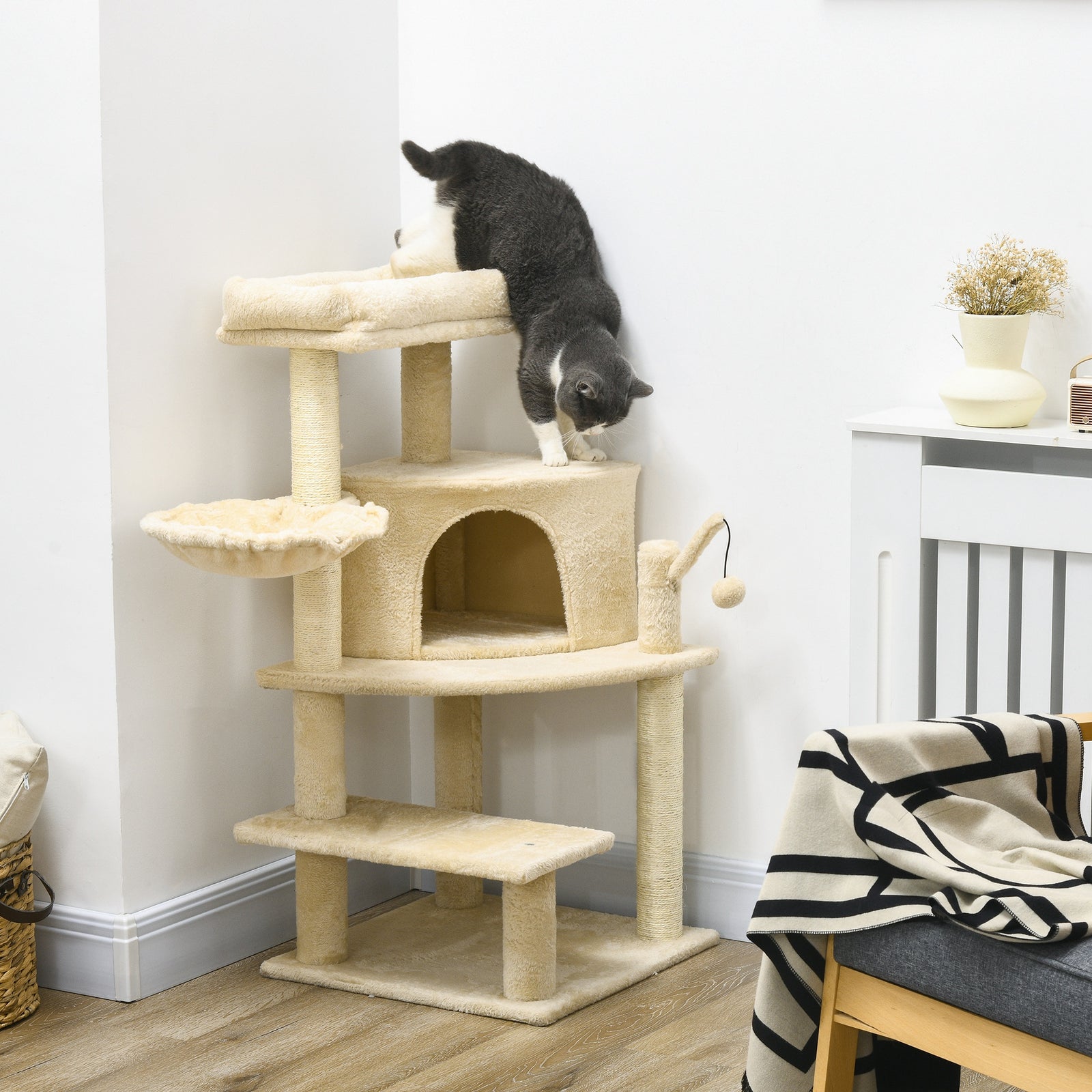 Cat Tree Tower Climbing  Activity Centre With Sisal Scratching Post | Cream