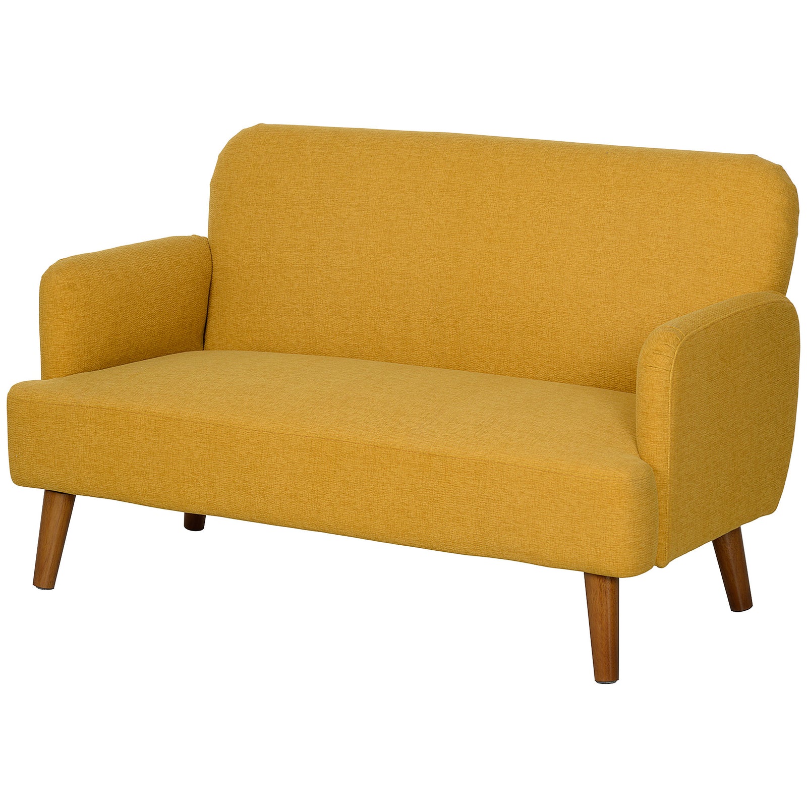 2 Seater Sofa With 21cm Thick Padding And Wood Legs | Yellow
