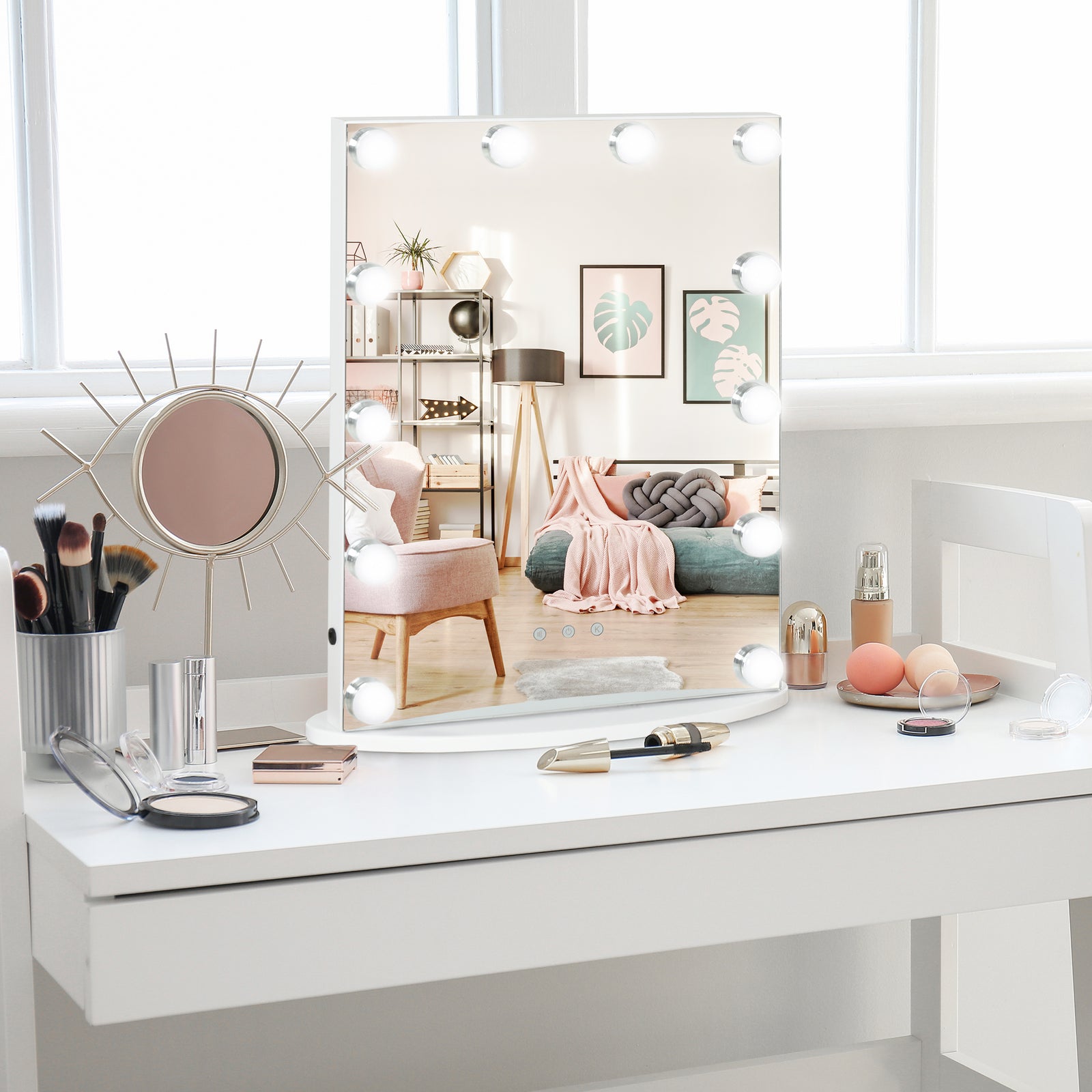 Hollywood Makeup Mirror With Led Light Dimmer Cosmetic