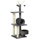 121cm Cat Tree Tower W/sisal Scratching Posts Bed Tunnel Perch | Dark Gray