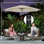3 M Garden Parasol Umbrella With Led Lights, Patio Umbrella | Beige