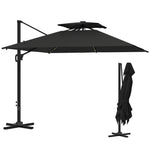3.5x3m Cantilever Parasol, Solar Led Lights | Black