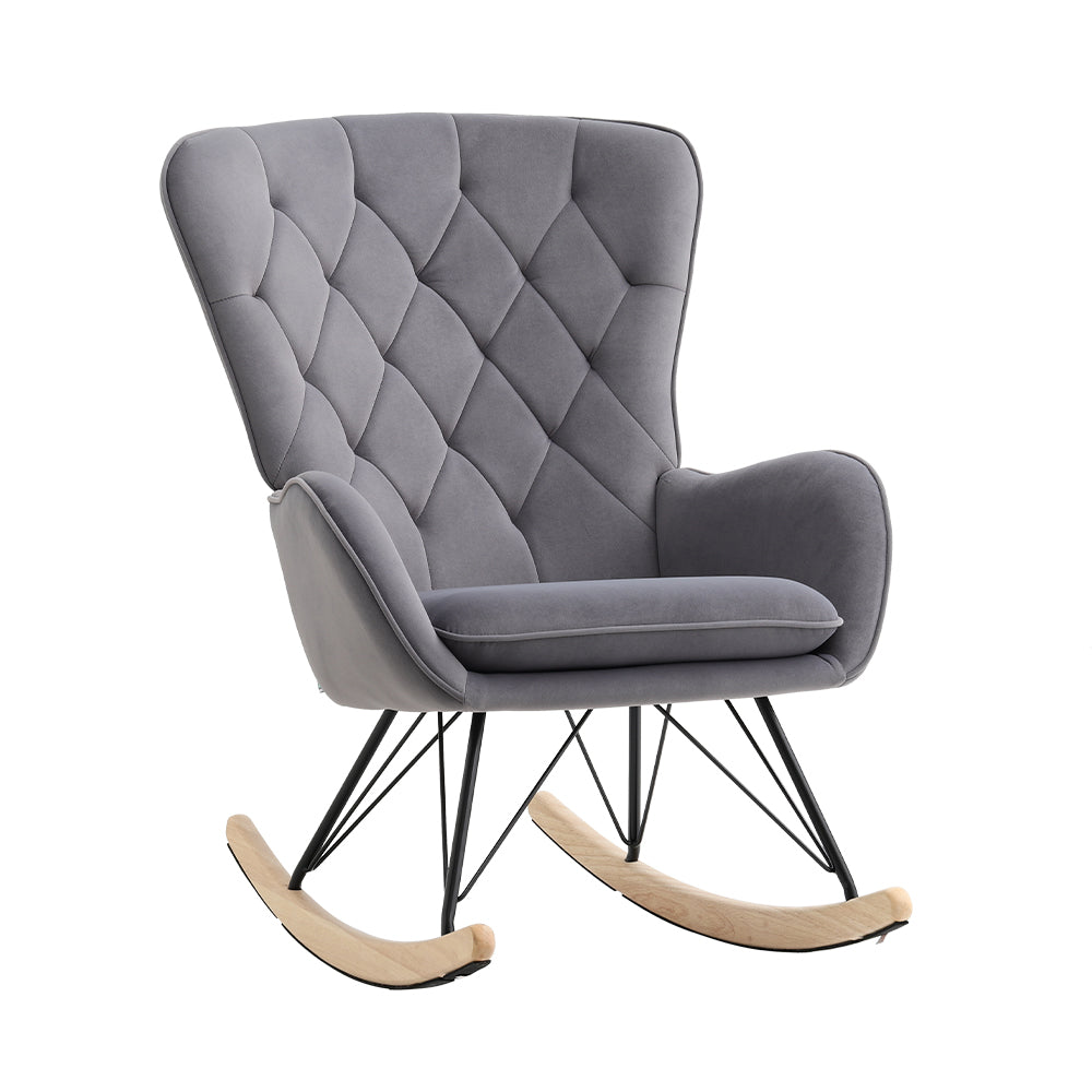 Modern Upholstered Rocking Chair For Living Room Bedroom | One Size | Grey