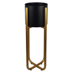 Tall Gold Stand With Black Metal Planter 62cm X 18cm