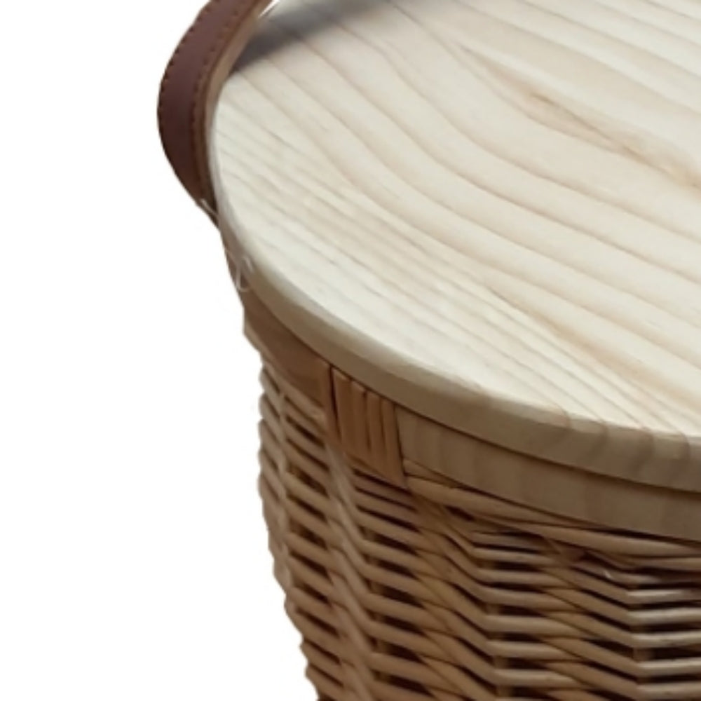 Round Insulated Picnic Basket With Chopping Board Lid