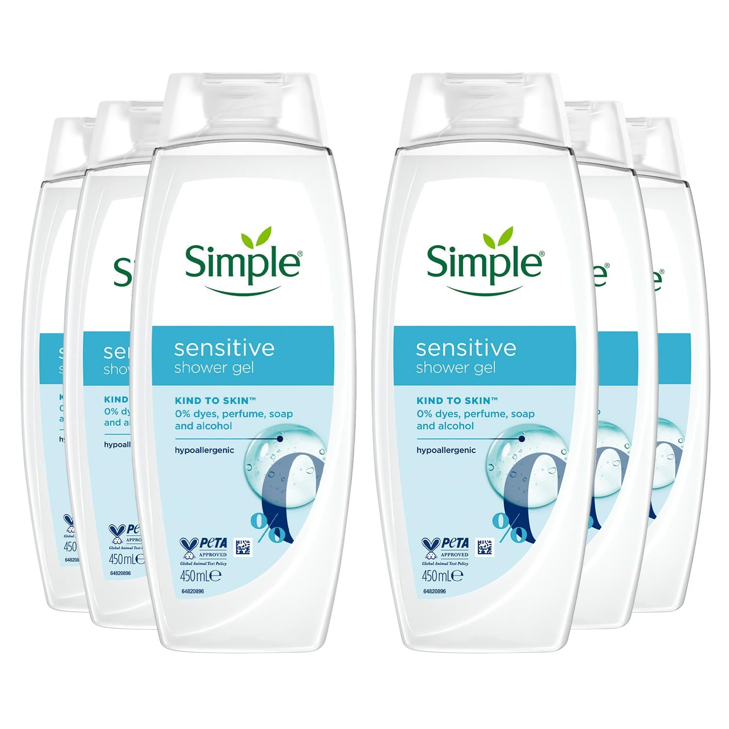 Kind To Skin Sensitive Shower Gel Body Wash W/ Hypoallergenic 450ml, 6pk | Set-of-6