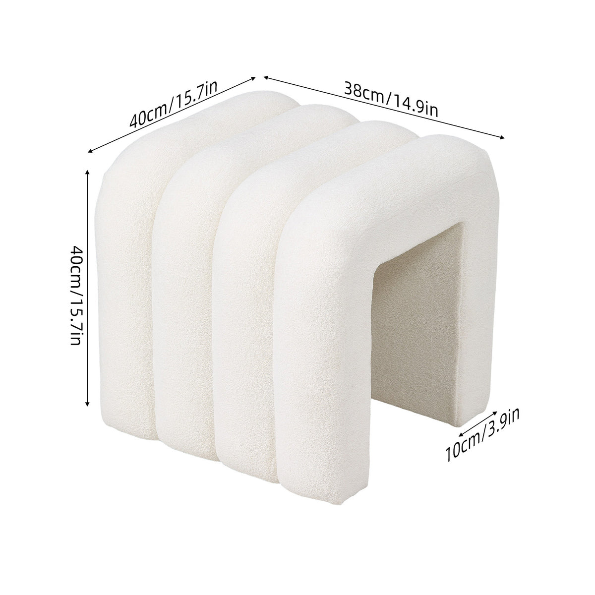 Modern U-shaped Upholstered Footstool | One Size | White