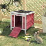 Wooden Rabbit Hutch Bunny Cage Guinea Pig House Pet Habitat Ferret | Red