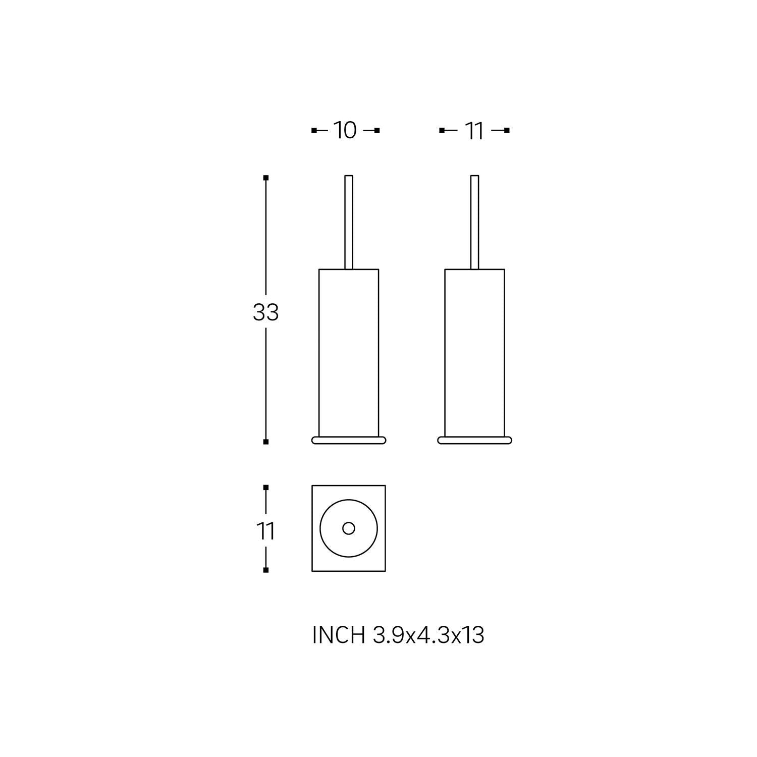 Toilet Brush, Siver Gloss, Freestanding. Collection Kubic