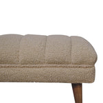 Solid Wood Cream Boucle Puffer Bench