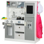 Toy Kitchen Playset W/ Lights, Sounds, Apron, Chef Hat - White