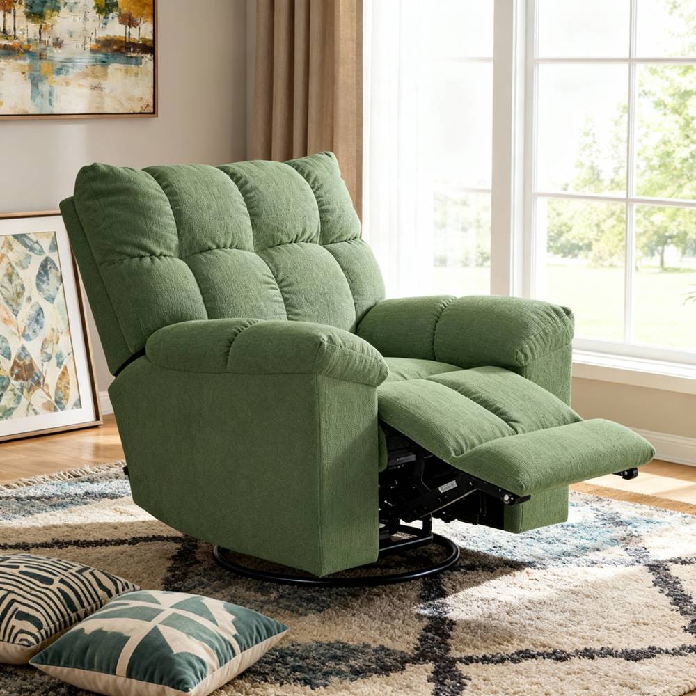 Electric Recliner Chair For Living Room – 270° Swivel, 135° Recline, Footrest, Usb & Type-c Charging | Green