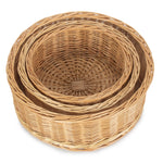 Wicker Round Straight Sided Tray | Set-of-3 | Brown