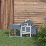 Pawhut Chicken Coop Hen Cage Small Animal Hutch Nesting Box Outdoor Run | Gray