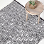 Trance Black And White Diamond Pattern Recycled Fibre Rug | 150cm x 220cm | Black & White