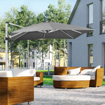 3x3m Cantilever Roma Parasol W/ 360° Crank Handle Tilt | Gray