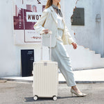 20 Inch Suitcase With Combination Lock And Usb Charging Port | White
