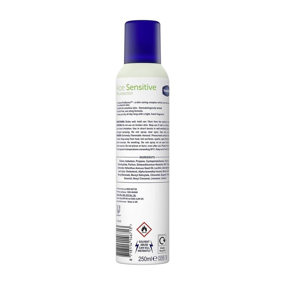 Vaseline Vaseline Anti-perspirant Deodorant Spray Aloe Sensitive Women 250ml, 2 Pack