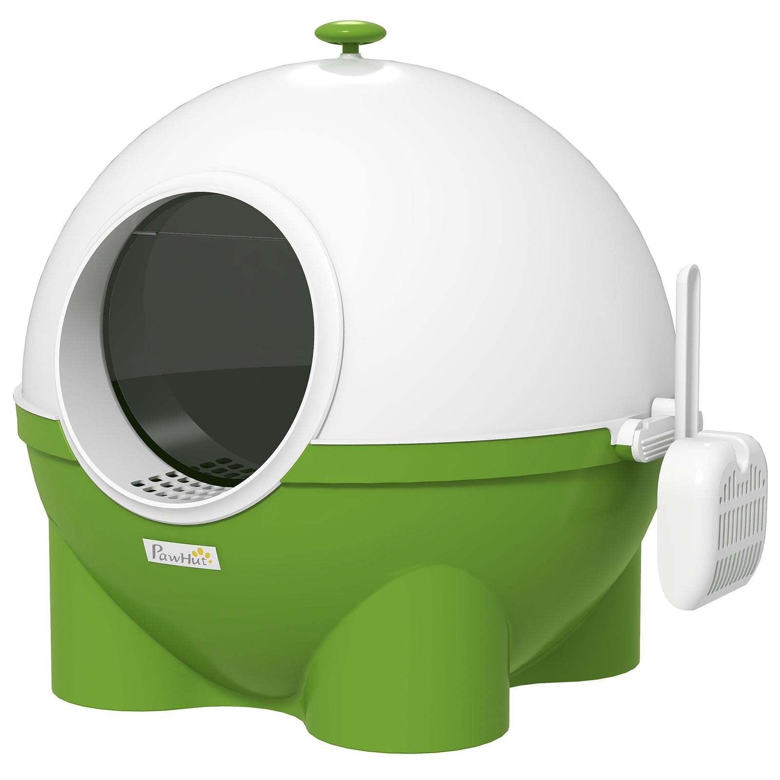 Large Cat Litter Box, Hooded Tray W/ Scoop | Green