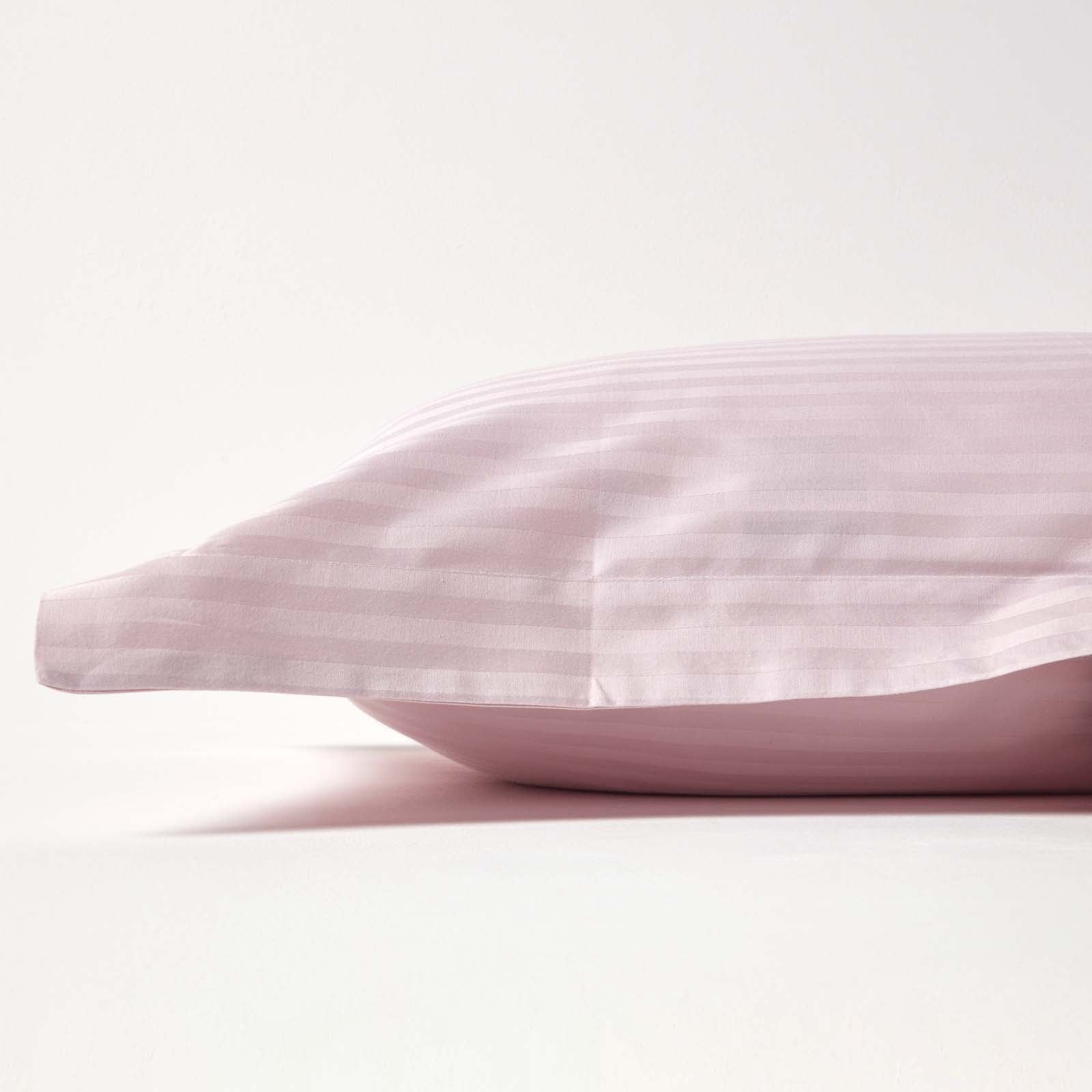 Egyptian Cotton Satin Stripe Oxford Pillowcase 330 Tc | King Pillow Case | Dusky Pink