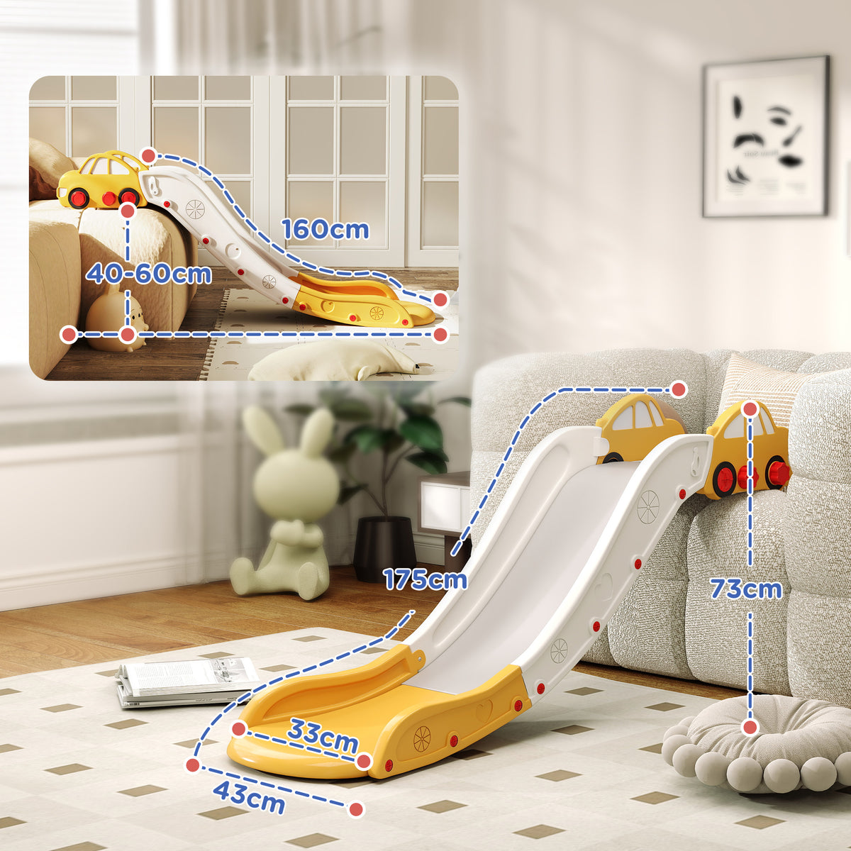 Kids Slide For Bed, Sofa, Easy To Assemble | Yellow