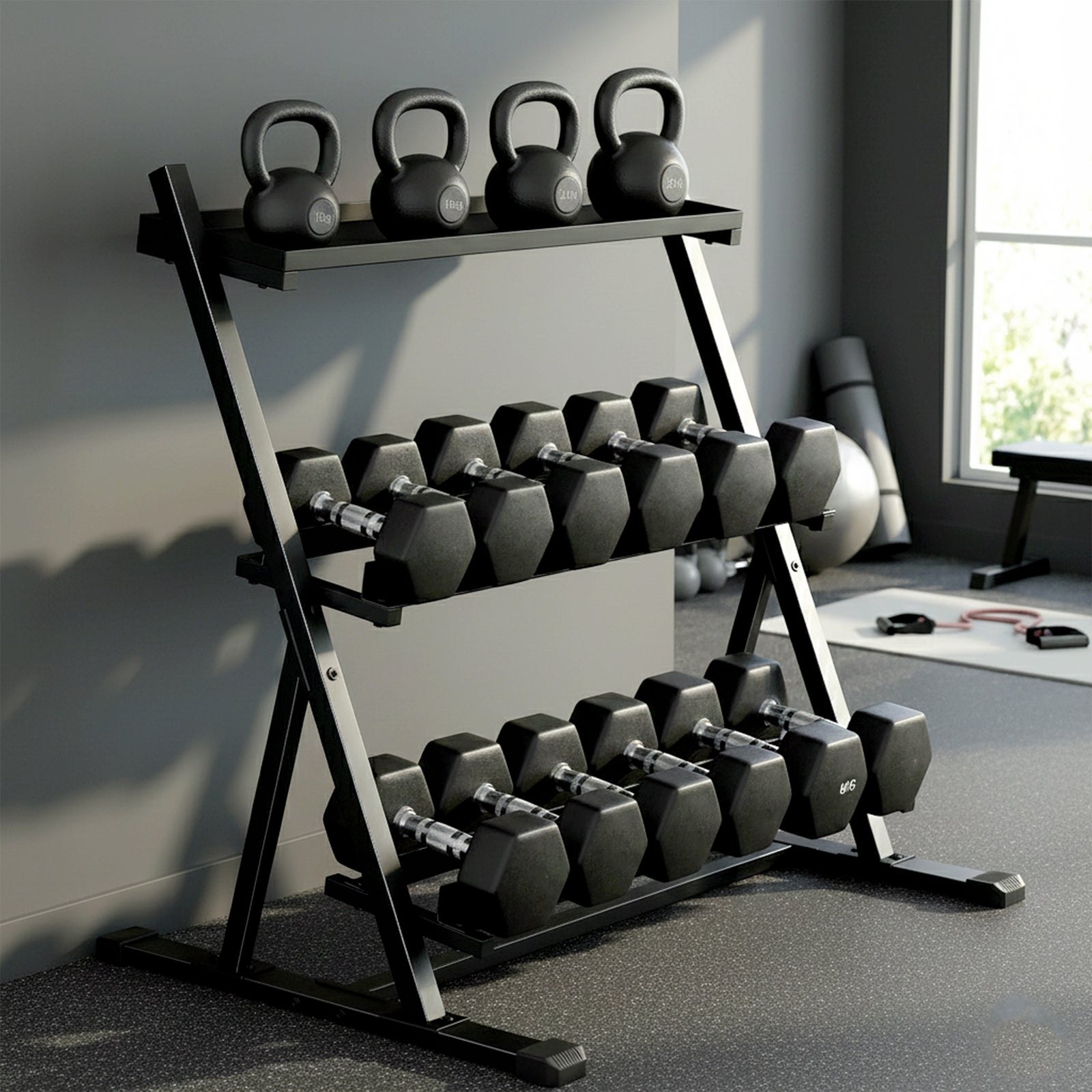 SPORTNOW Dumbbell Rack 3-tier Weight Organiser For Home Gym 200 Kg Capacity