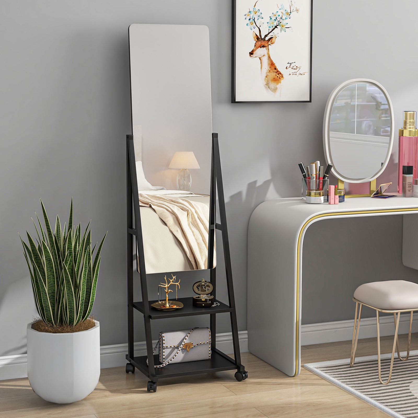Movable Full Length Mirror Adjustable Full Body Mirror