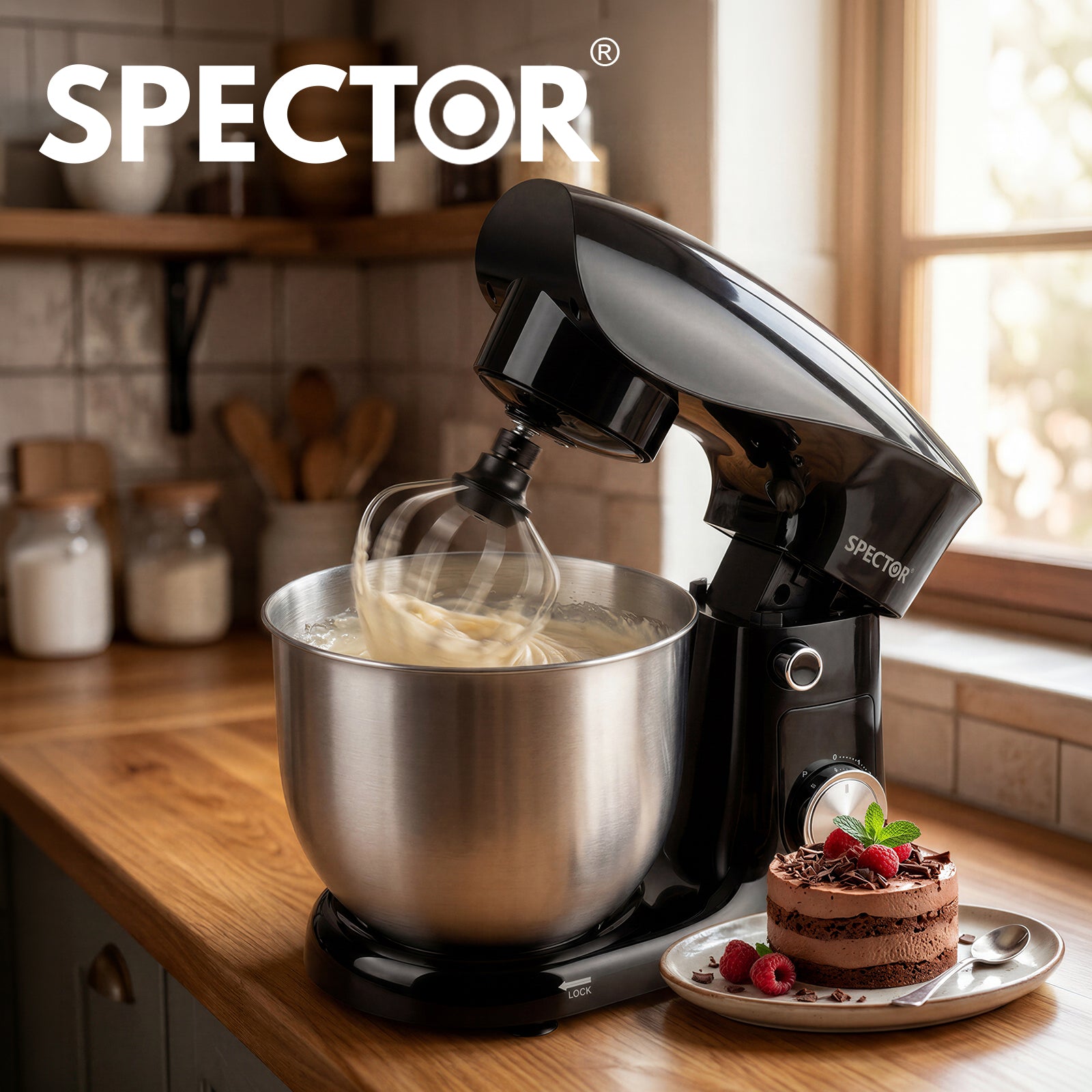 Spector Stand Mixer Electric 5l+4.5l Mixing Bowl 1500w 10 Speed Dough Hook Whisk