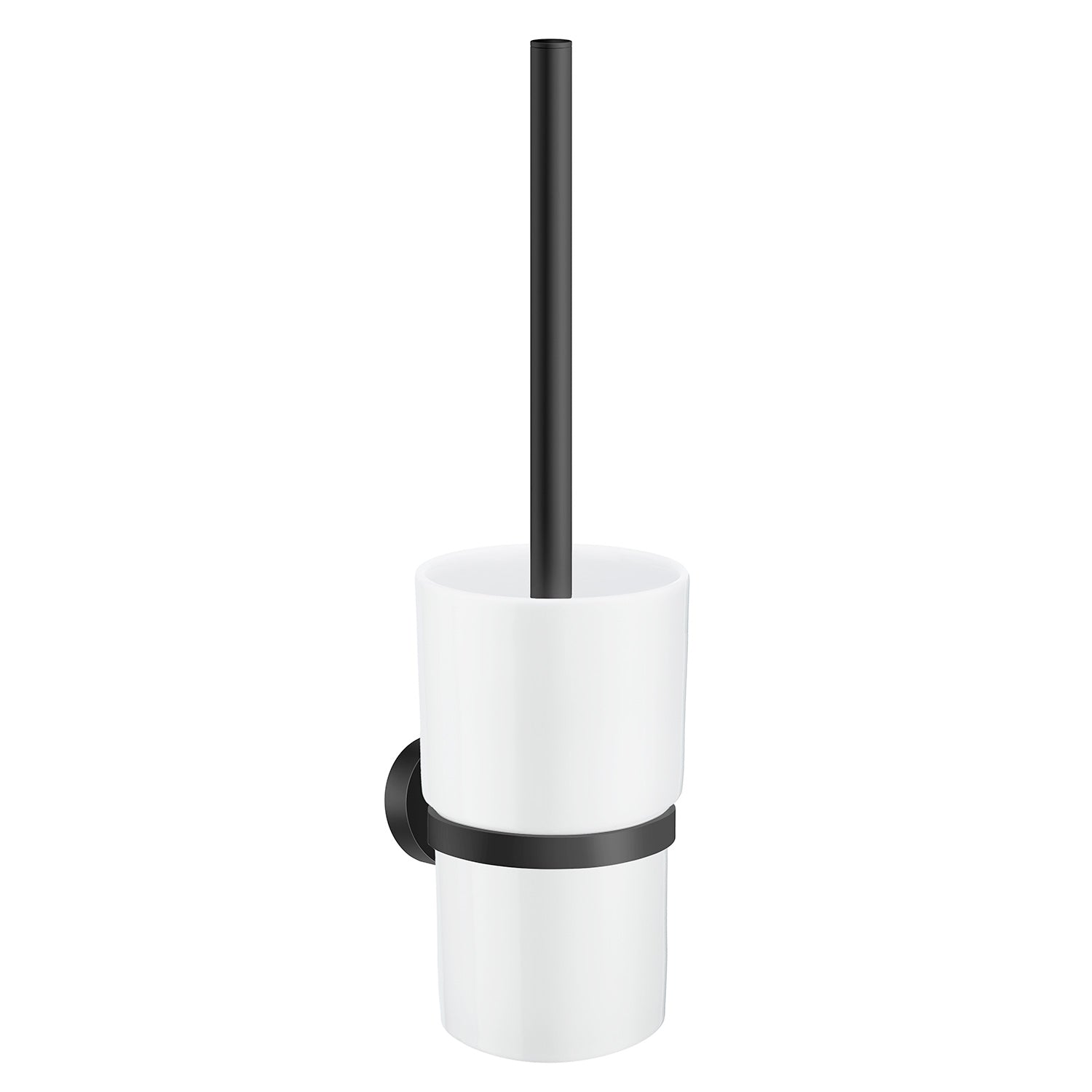 Wall Mounted Toilet Brush And Porcelain Container | Black