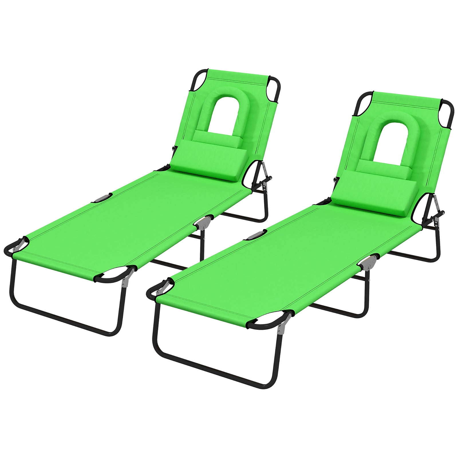 Set Of 2 Sun Lounger Recliner Chairs | Set of 2 | Green