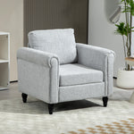Vintage Armchair Fabric Accent Chair With Wood Legs | One Size | Charcoal Gray