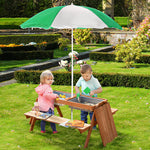 Wooden Kids Picnic Table, Sand And Water Table With Benches, Brown