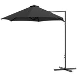 2.5m Cantilever Parasol W/ 360° Rotation, Cross Base | Black