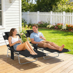 2 Sun Loungers With Reading Hole, Folding Garden Lounger | Black