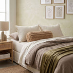 Ribbed Bolster Cushion, 40 X 15cm | 40cm x 15cm | Beige