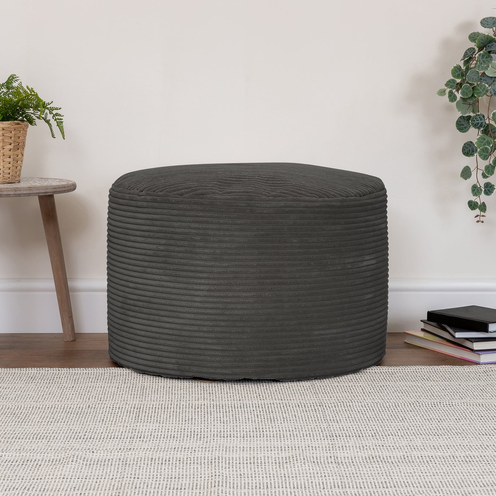 Frankie Cord Bean Bag Pouffe | Charcoal