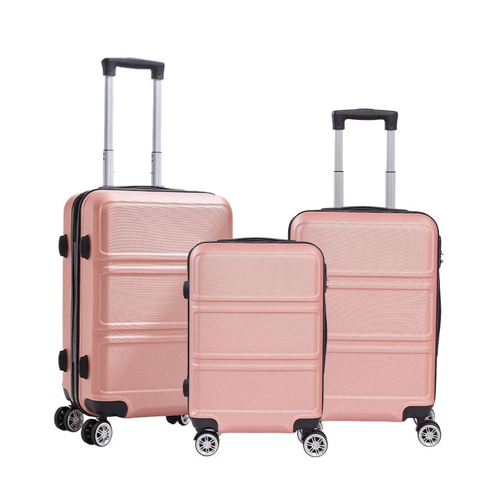 Lockable Travel Suitcase Set | Set of 3 | Rose Gold