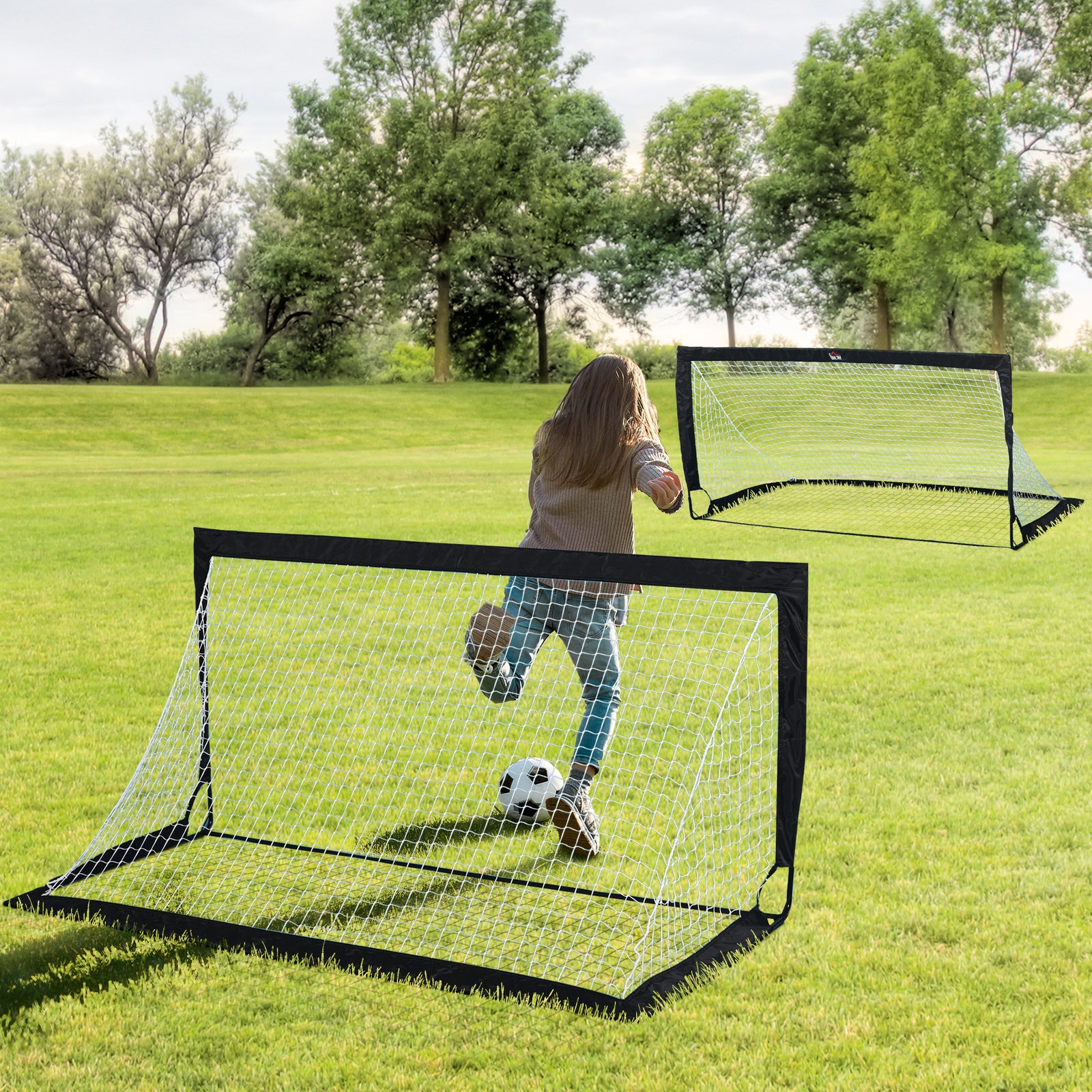 Football Goal Net Folding Outdoor With All Weather 6ft X 3ft | Black