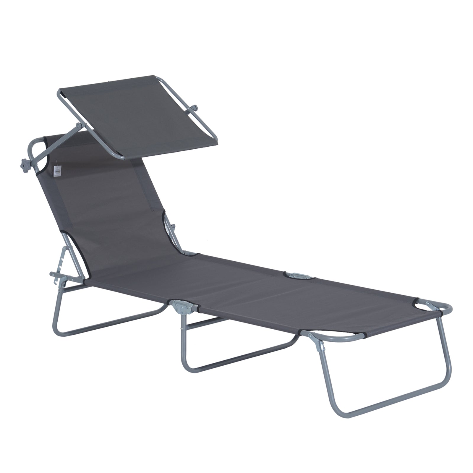 Reclining Sun Lounger Folding Recliner Garden Chair | Set of 1 | Dark Gray