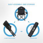 Premium Camping Chair - Thick Padded Folding Chair For Adults With Magazine Pocket, Cup Holder & Carry Bag - Lightweight 3kg - Heavy Duty Foldable Picnic Chair | Single | Jet Black