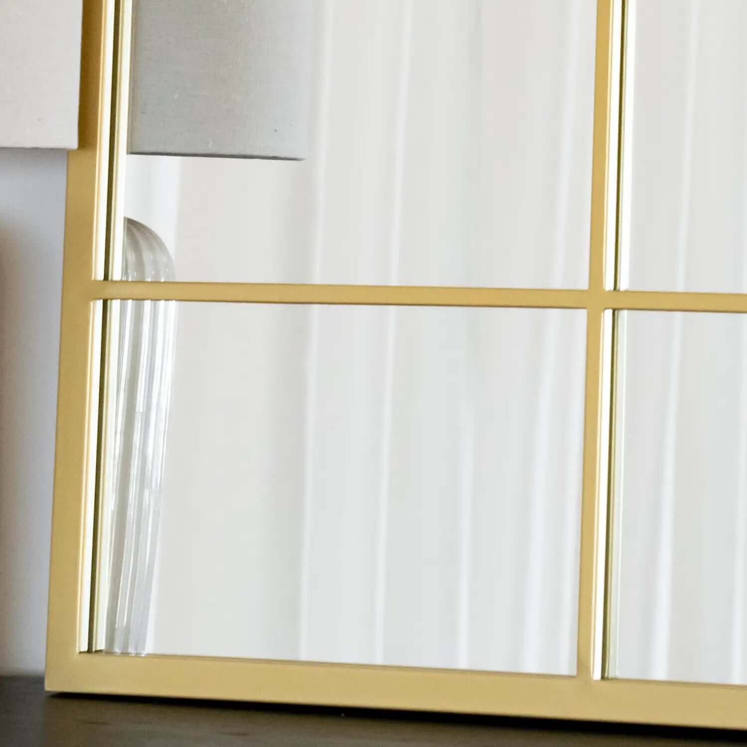 Kyō - Metal Rectangle Lattice Window Mirror | 120cm x 95cm | Gold