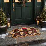 Festive Gingerbread Men Coir Christmas Doormat, 68 X 35 Cm