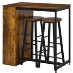 Bar Table Set With Storage Shelf, 2 Stools