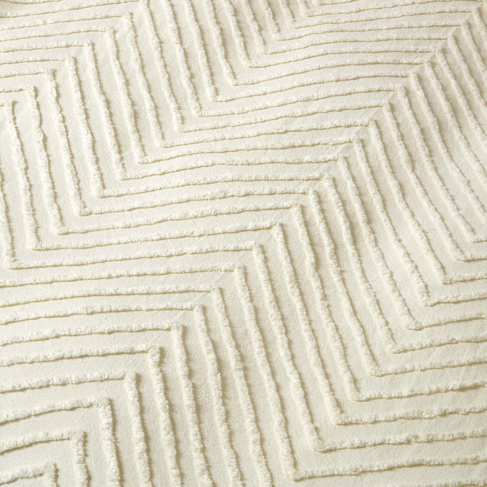 Chevron Cotton Tufted Duvet Cover Set | King | Off White